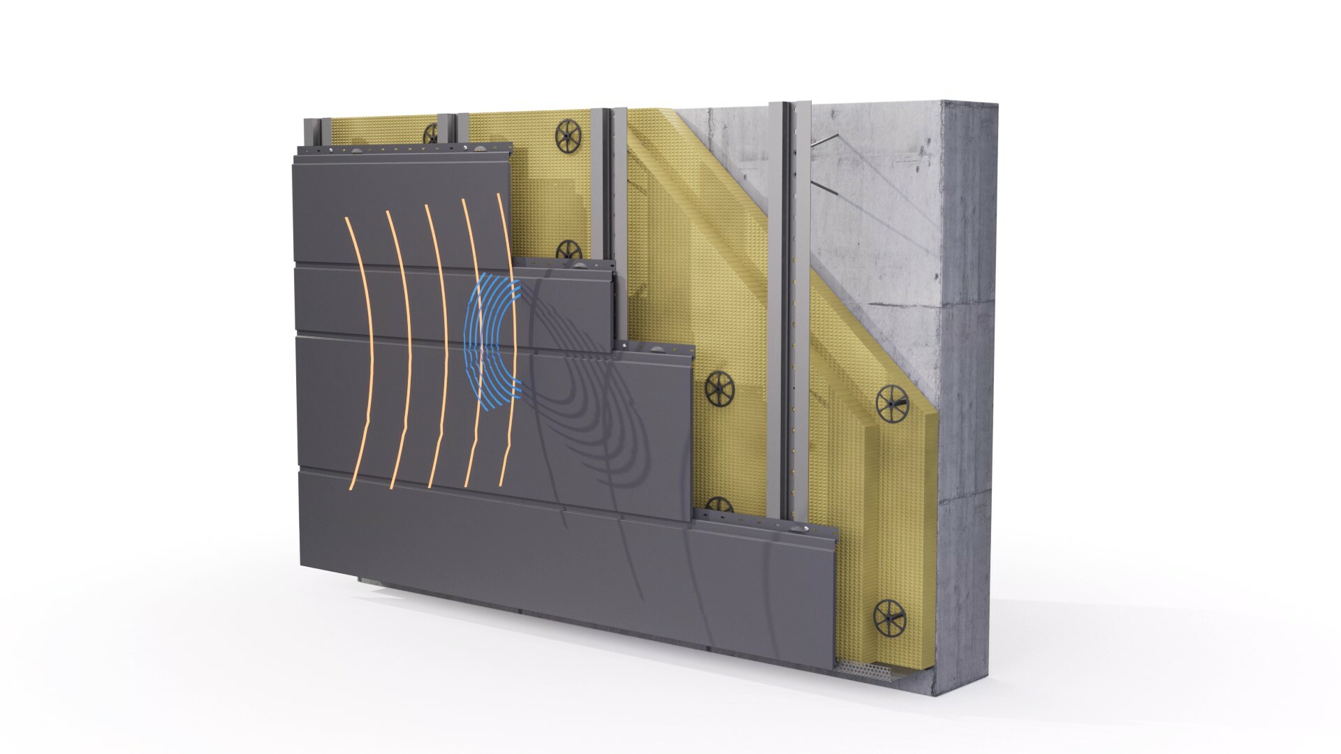 Fassaden und Unterkonstruktionen mit RDS Distanzschrauben von PREFA schützen optimal vor Schalleinwirkungen.