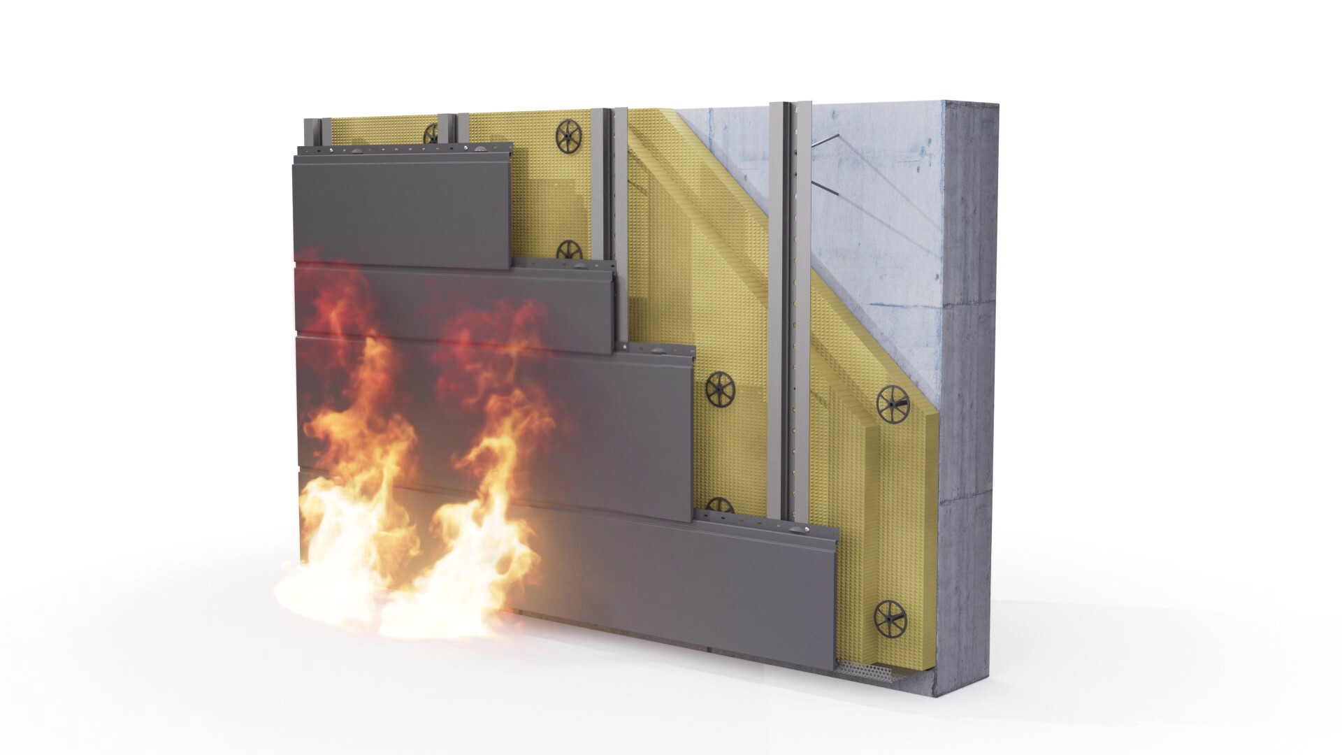 Fassaden und Unterkonstruktionen mit RDS Distanzschrauben von PREFA schützen optimal vor Feuer.