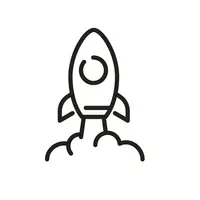Das Icon zeigt eine Rakete, die gerade startet - als Zeichen für Fortschritt und Innovation.