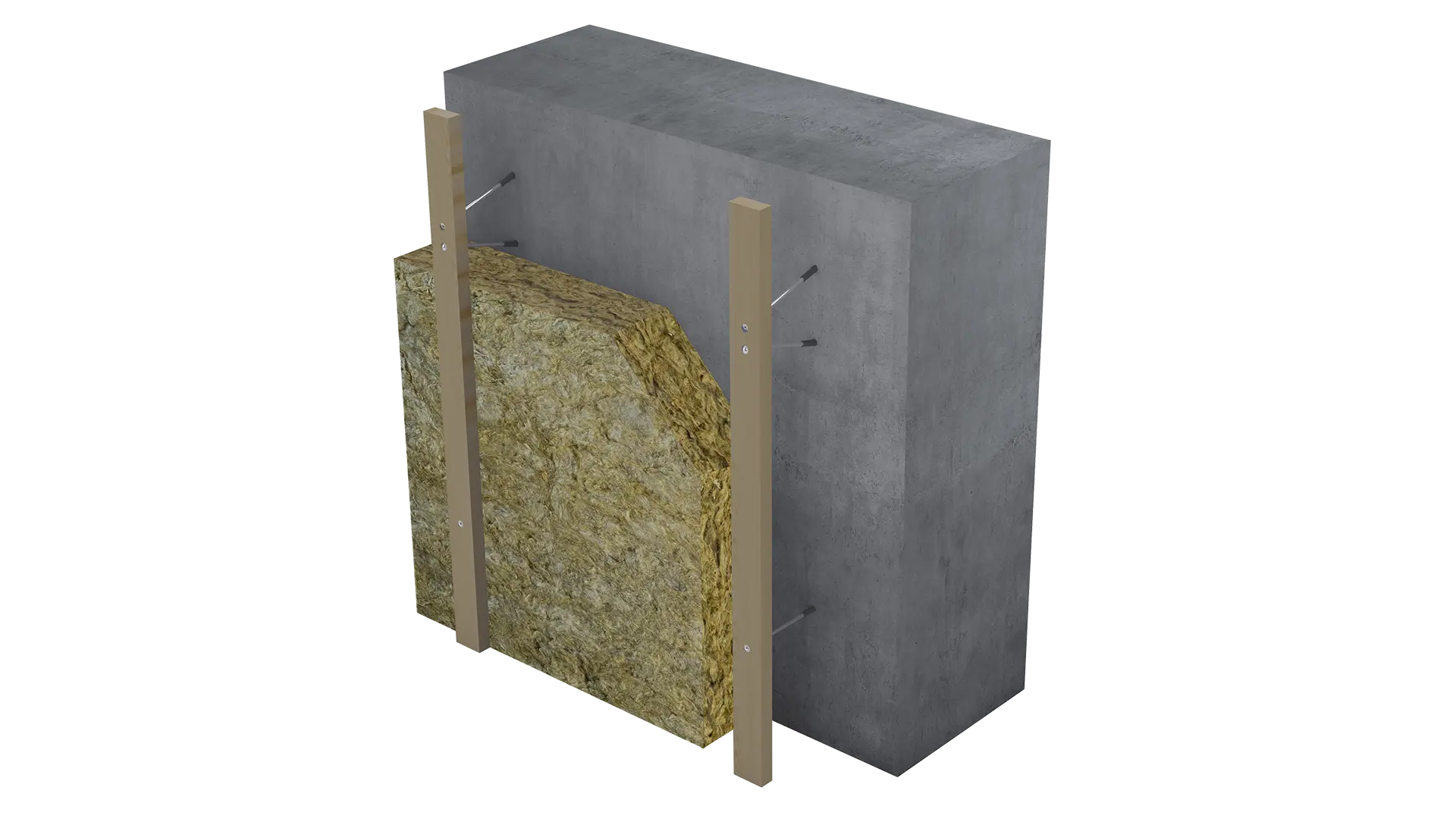 Das Bild zeigt einen Ausschnitt einer Fassade mit senkrechter Holz-Unterkonstruktion.