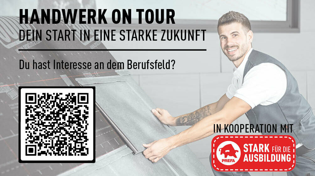 Die Visitenkarte der Handwerker-Tour 2025 von Klempnermeister Marvin Bürger. Darauf abgebildet ist der QR-Code, über den sich die Schülerinnen und Schüler registrieren können, wenn sie mit Ausbildungsbetrieben in Verbindung gesetzt werden wollen.