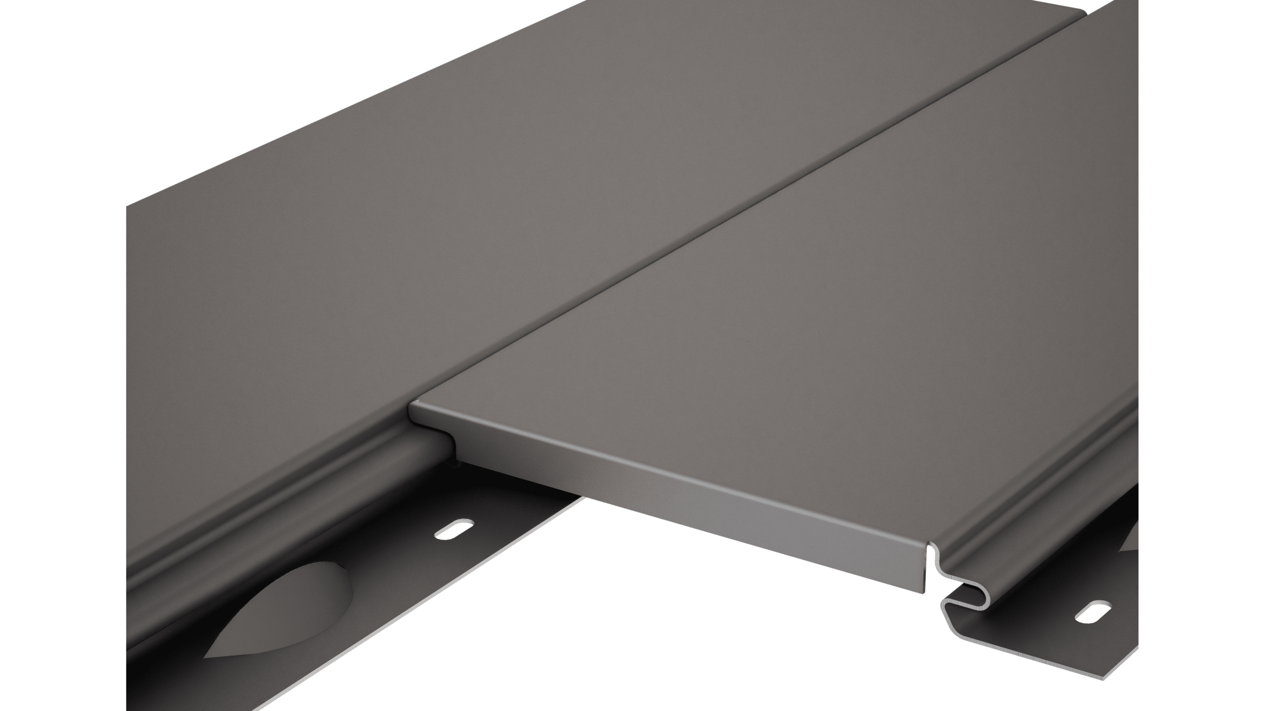 PREFA Siding ohne Schattenfuge mit glatter Oberfläche als graues Aluminium-Fassadenpaneel in Detailansicht
