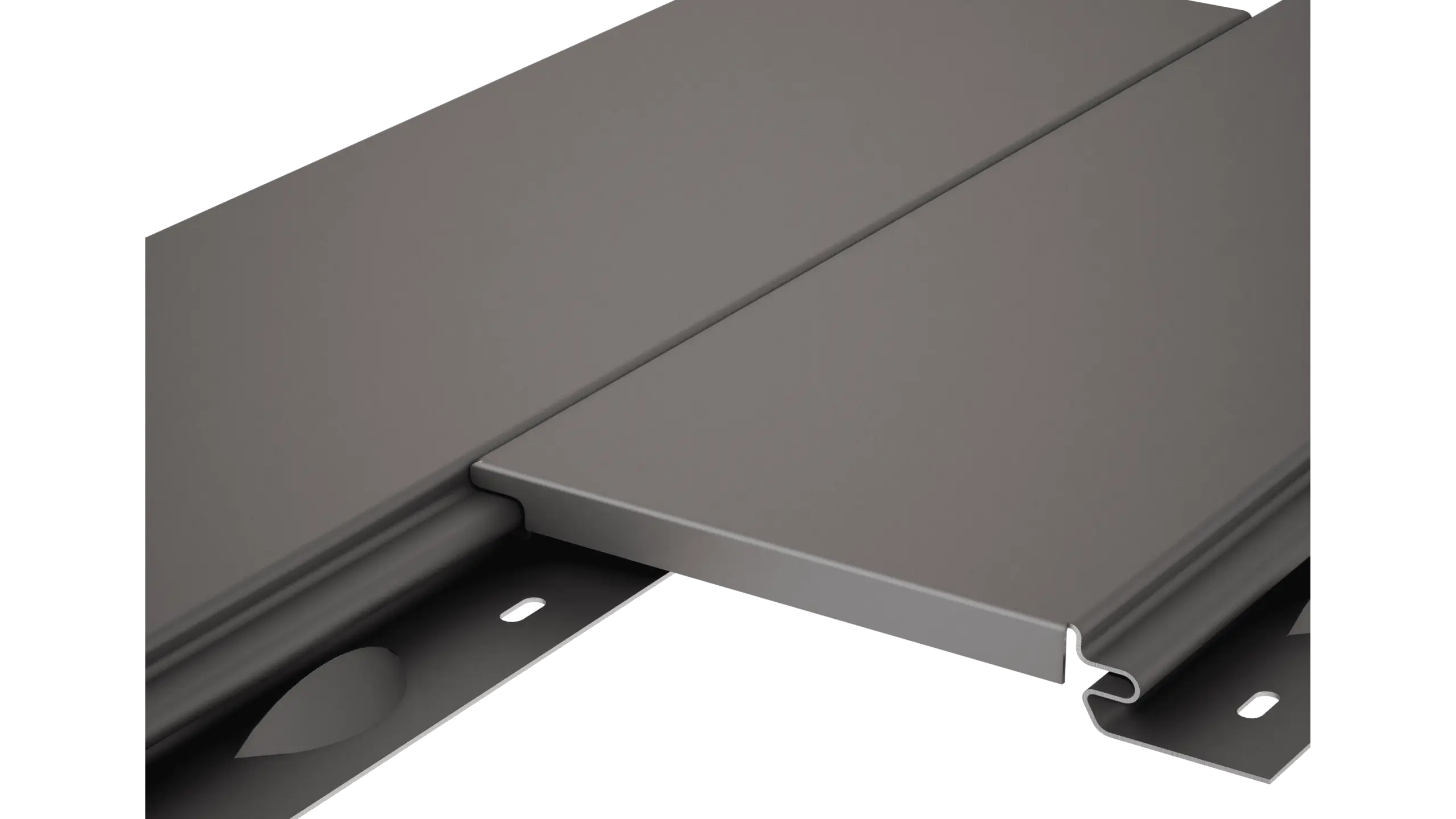 PREFA Siding ohne Schattenfuge mit glatter Oberfläche als graues Aluminium-Fassadenpaneel in Detailansicht