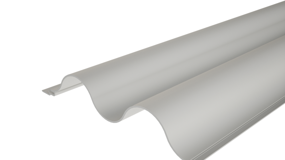 PREFA Strangpressprofil Welle 34/100 mit wellenförmiger Oberfläche, für die Fassadengestaltung oder zur Balkonverkleidung.