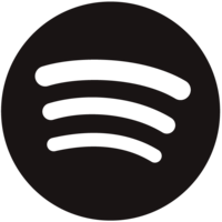 Spotify-Logo in schwarz mit transparentem Hintergrund.