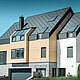 Zeitgemäßer Neubau, bei dem sich die Dachhaut auch über den oberen Teil der Fassade zieht, als Dacheindeckung wurde die Alu-Dachraute in Anthrazit verwendet