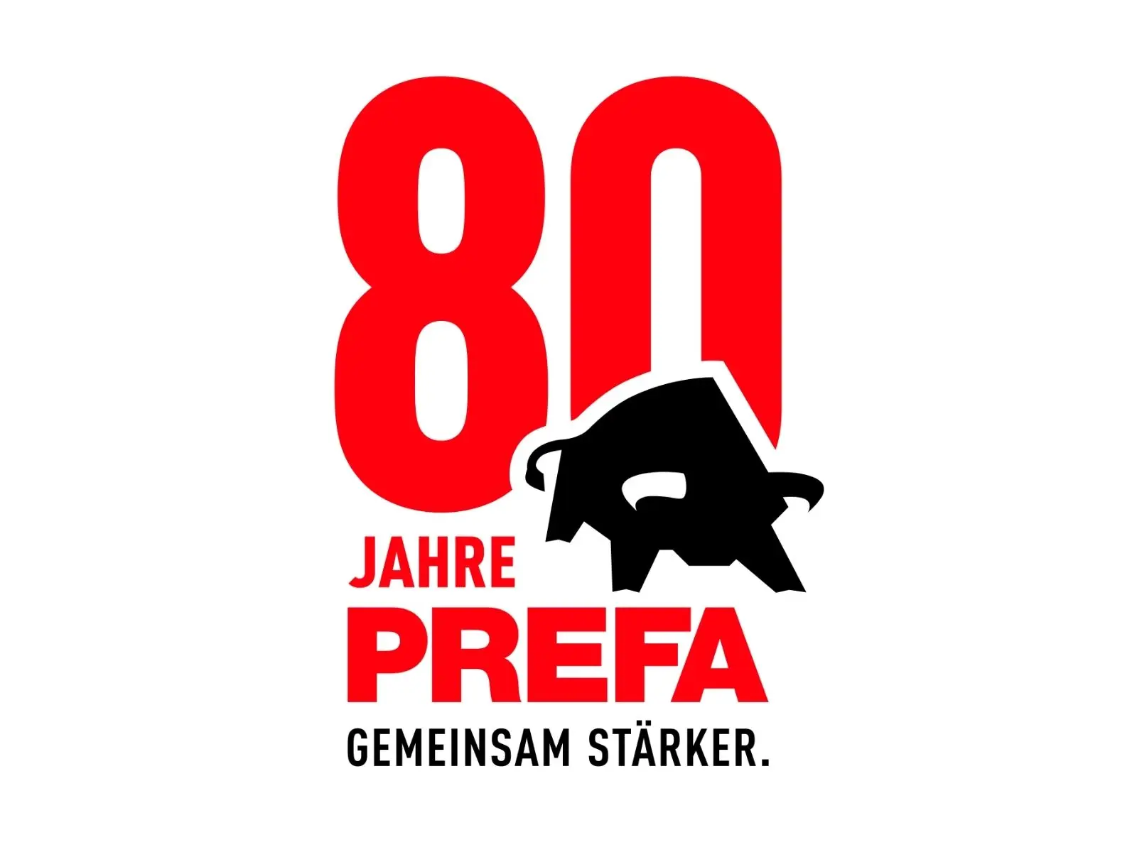 Logo "80 Jahre PREFA: Gemeinsam stärker".