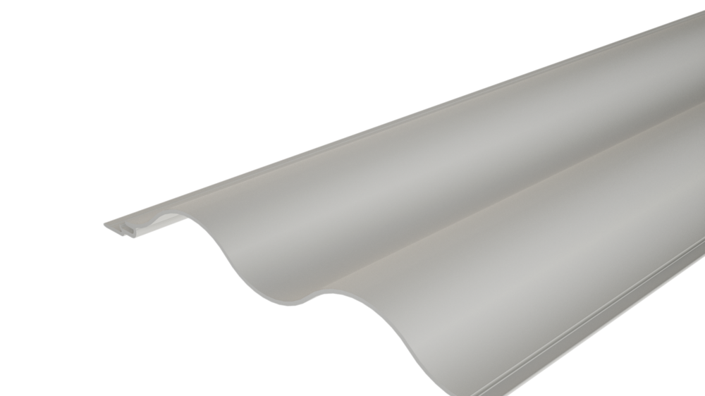 PREFA Strangpressprofil Welle 22/100 mit wellenförmiger Oberfläche, für die Fassadengestaltung oder zur Balkonverkleidung.