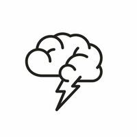 Das Icon zeigt eine Wolke in der Form eines Gehirns, aus der ein Blitz herauskommt. 