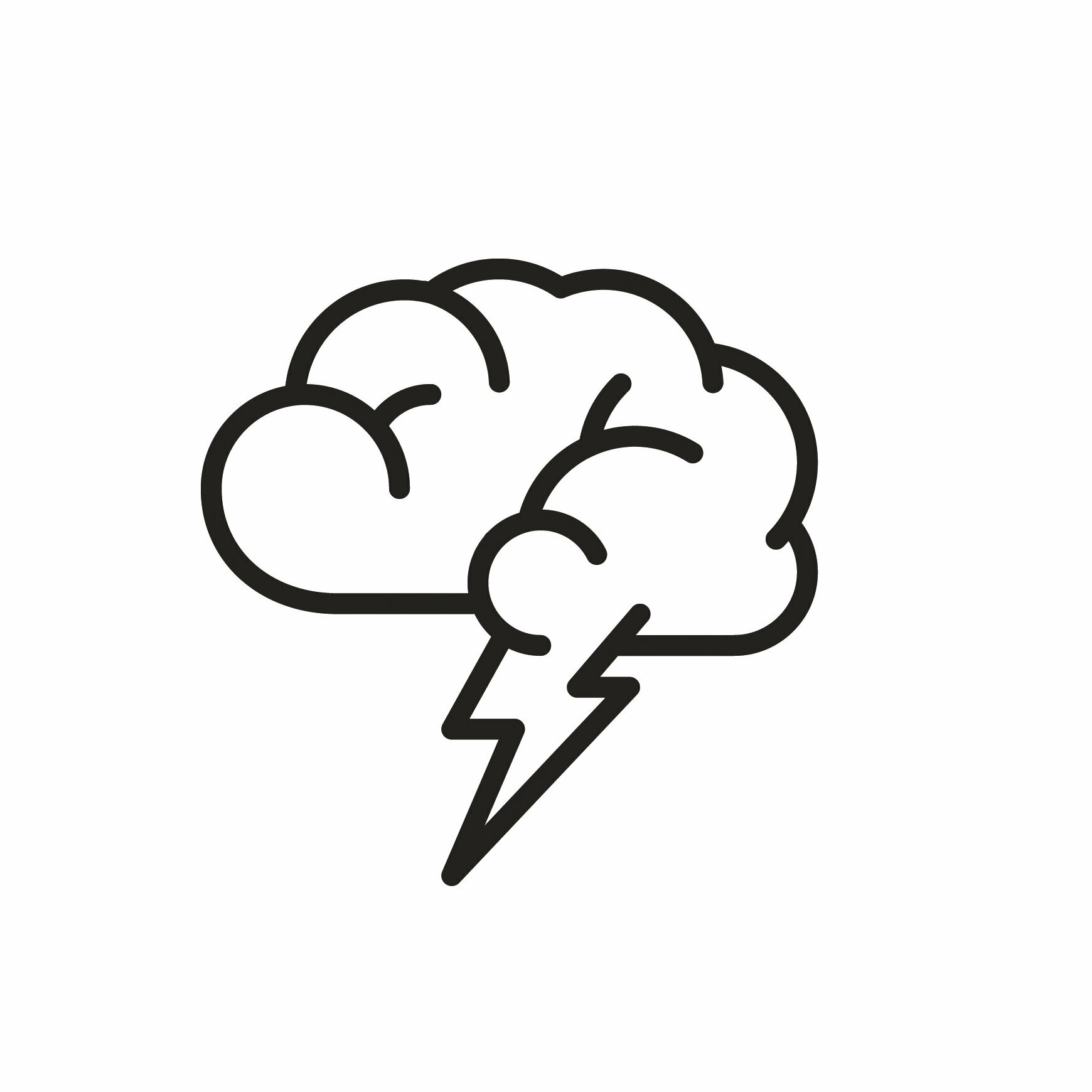 Das Icon zeigt eine Wolke in der Form eines Gehirns, aus der ein Blitz herauskommt. 