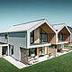 Ein modernes Doppelhaus mit einer Gebäudehülle aus Aluminium. Das Blechdach sowie die Blechfassade bestehen aus PREFALZ in Patinagrau. Die helle Stehfalzdeckung kombiniert mit den Holzelementen fügt sich harmonisch in die Umgebung ein. Die Dachentwässerung erfolgt über das PREFA Quadratrohr und ist ebenfalls in der Farbe Patinagrau gehalten. 