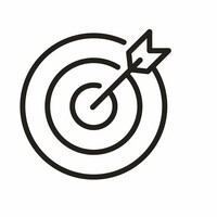 Zielscheibe-Icon mit Pfeil in der Mitte.