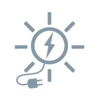 Graues Clipart einer Sonne mit Stecker