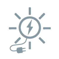 Graues Clipart einer Sonne mit Stecker