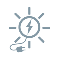 Graues Clipart einer Sonne mit Stecker