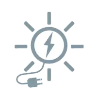 Graues Clipart einer Sonne mit Stecker