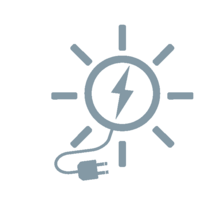 Graues Clipart einer Sonne mit Stecker