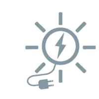 Graues Clipart einer Sonne mit Stecker