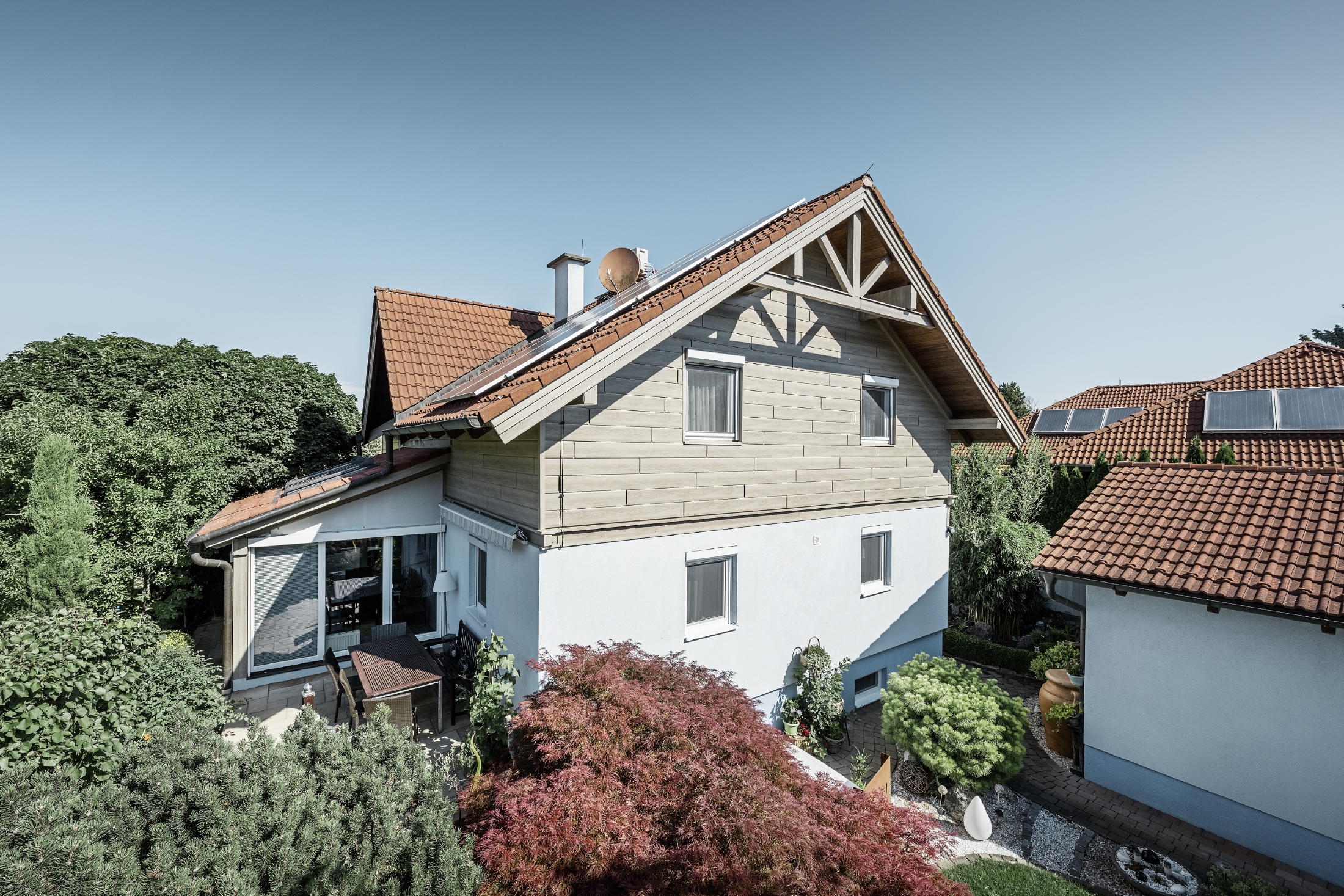 Hausfassade Hellgrau Fenster Anthrazit